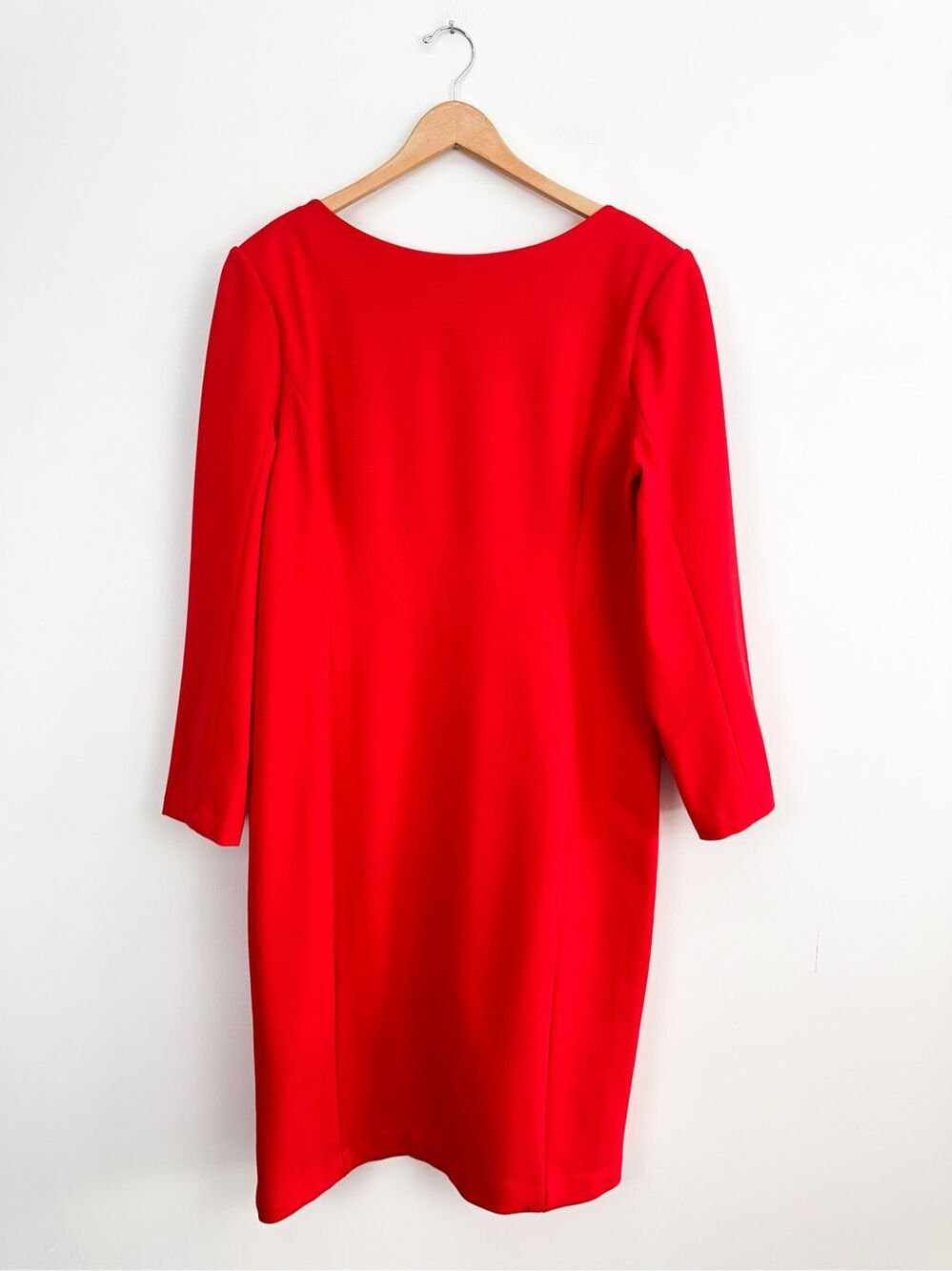 Spanx Women’s Ponte Knit Red Long Sleeve Low Back Midi Dress - Picture 2 of 15
